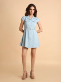 Melieva Skyline Belted Shirt Dress