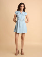 Melieva Skyline Belted Shirt Dress